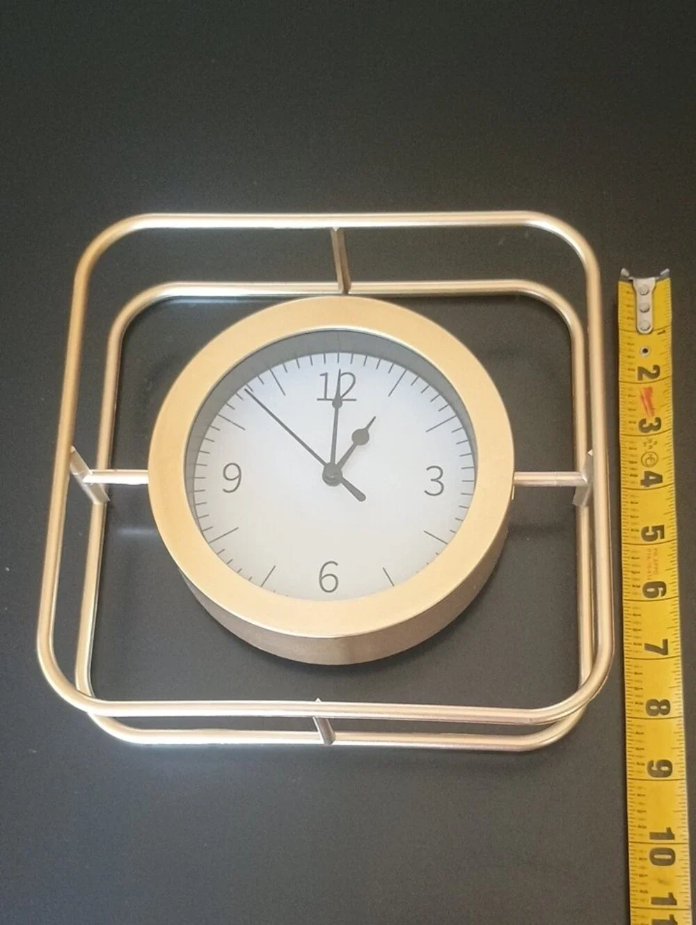 Modern Gold Square Wall Clock Or Stands By It's Self - Minimalist Home Decor